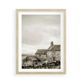 Plakat w ramie 50x70 - Kamienny Dom w Odcieniach Sepii - stary kamienny dom, odcienie sepii - rama drewno
