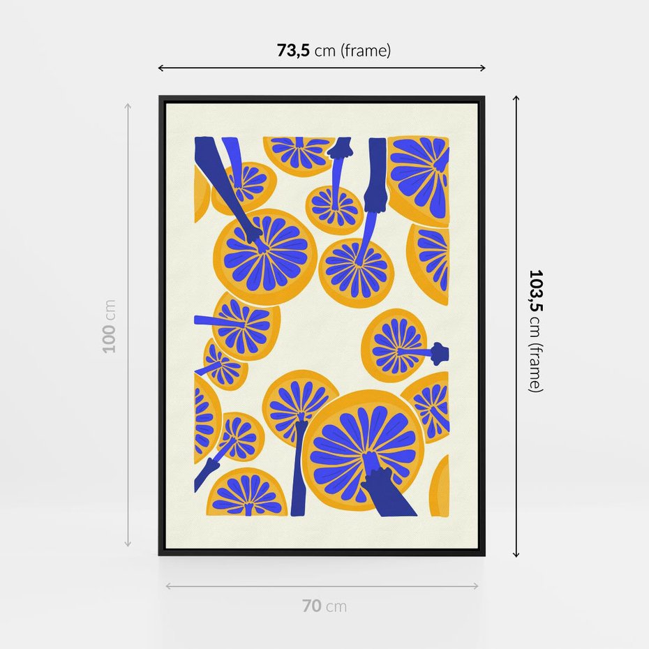 Obraz w ramie 70x100 - Malowane w słońcu - abstrakcyjna kompozycja, grzyby - rama czarna