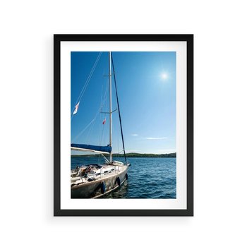 Plakat w ramie 40x50 - Wolność na Horyzoncie - żaglowiec, morze - rama czarna