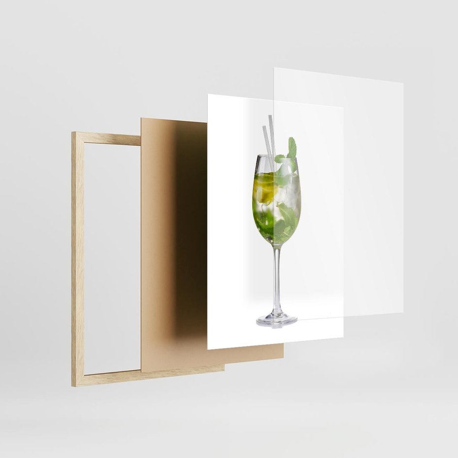 Plakat w ramie 30x40 - Limonkowy drink w letnim stylu - drink, limonka - rama drewno