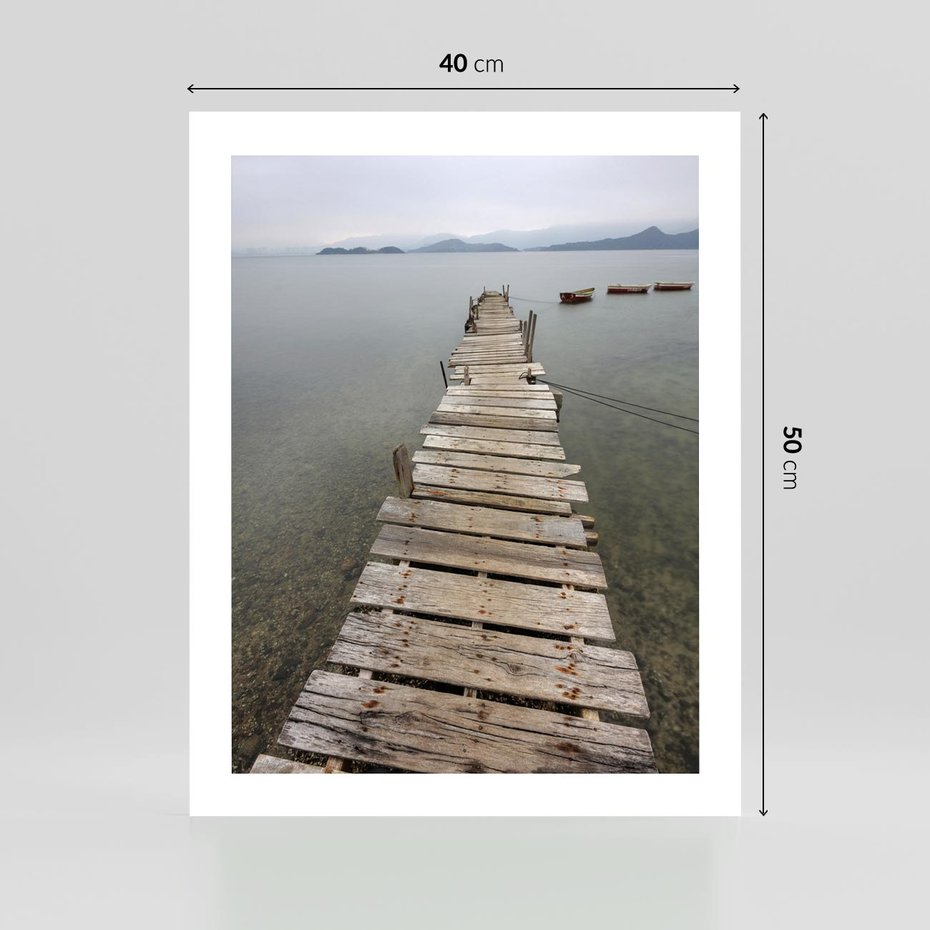 Plakat bez ramy 40x50 - Jeziorne Refleksje - pomost, jezioro