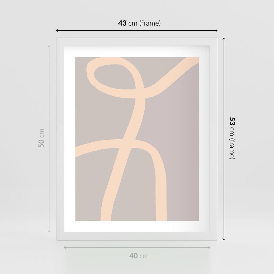Plakat w ramie 40x50 - Beżowe Boho Zaplątanie - minimalistyczny obraz, nowoczesny - rama biała