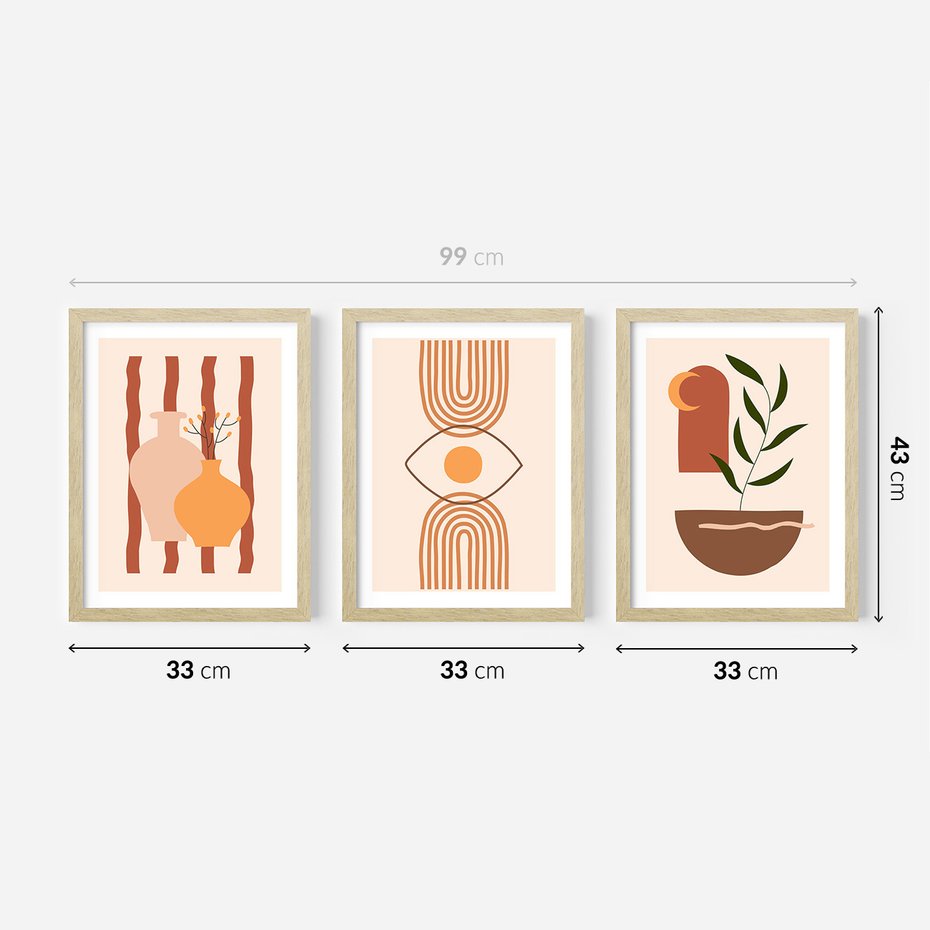 Zestaw obrazy w ramie 30x40 galeria - Plakaty, motyw, boho - rama drewno