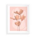 Plakat w ramie 50x70 - Przenikające Kształty - minimalistyczny plakat, pudrowe kwiaty - rama biała