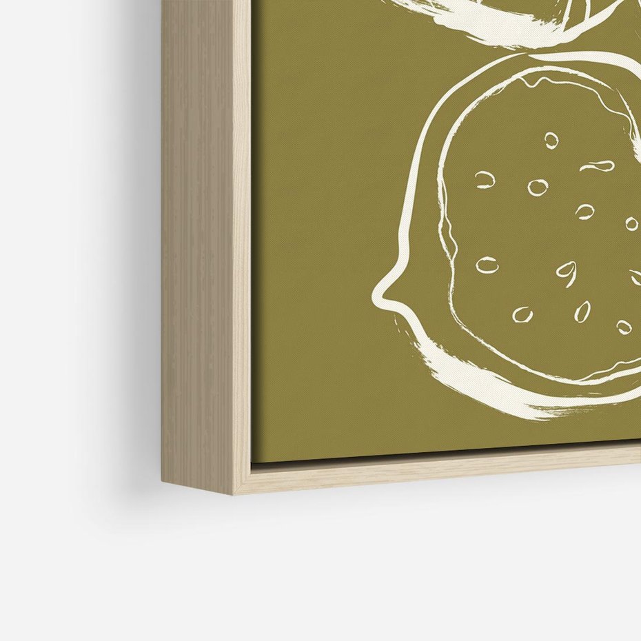 Obraz w ramie 50x50 - Podróżne Barwy - figi, minimalistyczny styl - rama drewno