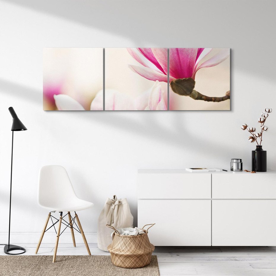 Obraz na płótnie 150x50 - Urok Magnolii - magnolie, kwiaty