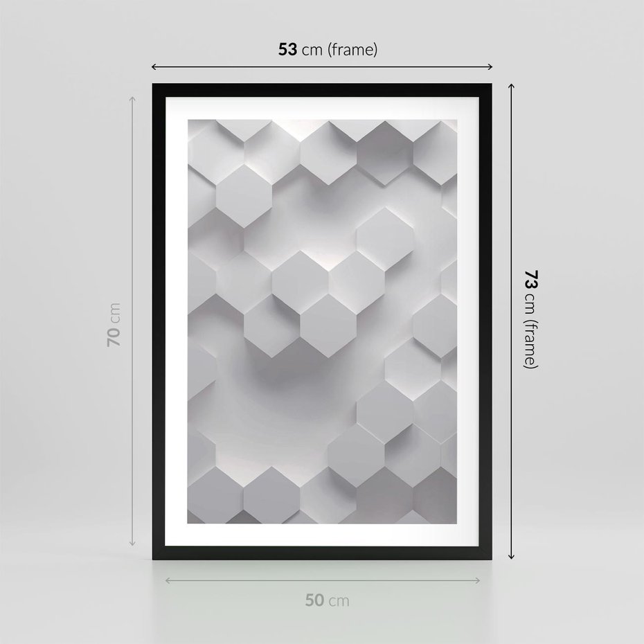 Plakat w ramie 50x70 - Kreatywna Forma - geometryczny, 3D - rama czarna
