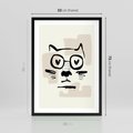 Plakat w ramie 50x70 - Minimalistyczny Kot: Czarna Kreska - kot, grafika - rama czarna