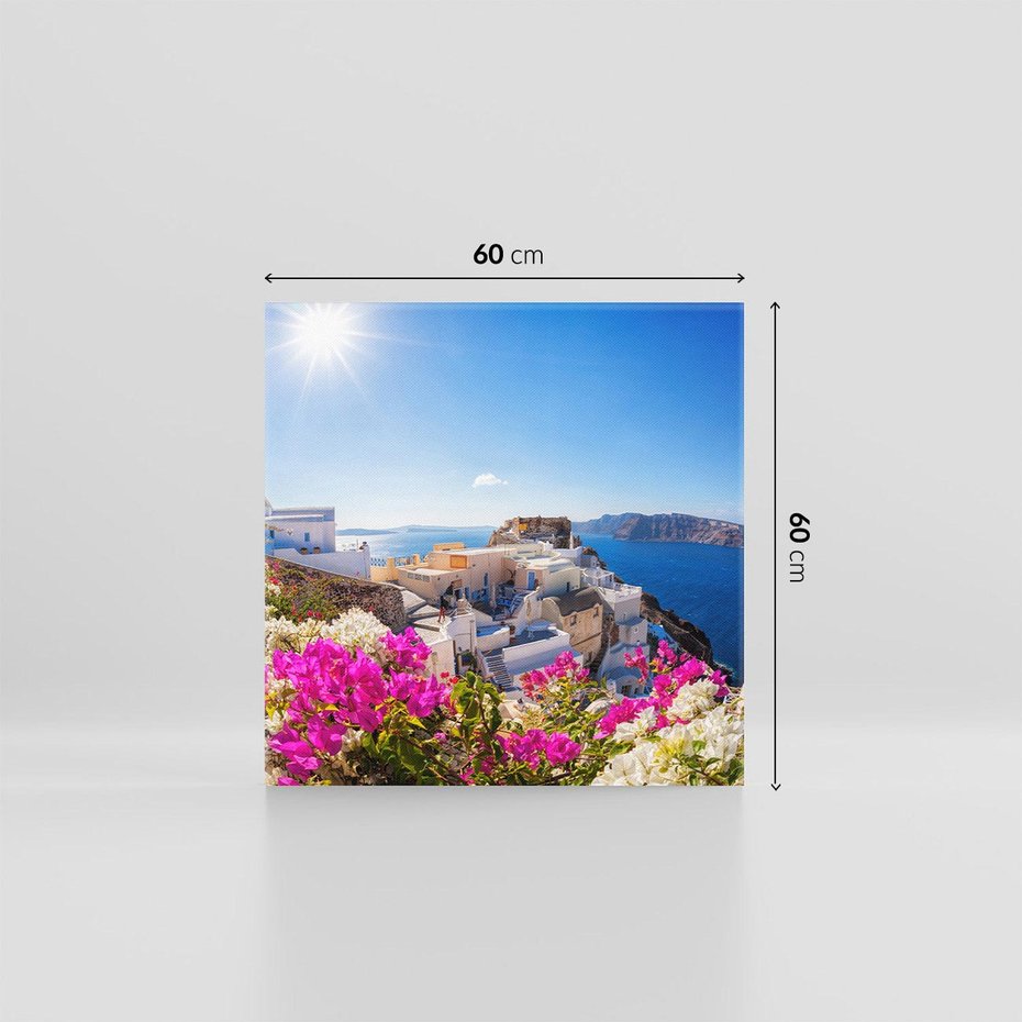 Obraz na płótnie 60x60 - Błękit morza i białe domy - Santorini, Grecja