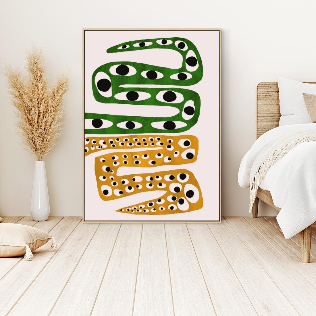 Obraz w ramie 80x120 - Mroczne Wypaczenia - abstrakcyjny obraz, dziwne kształty - rama drewno