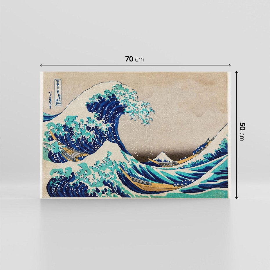 Obraz na płótnie 70x50 - "Wielka Fala u wybrzeży Kanagawy" Katsushiki Hokusai - Reprodukcja - reprodukcja, obraz na płótnie