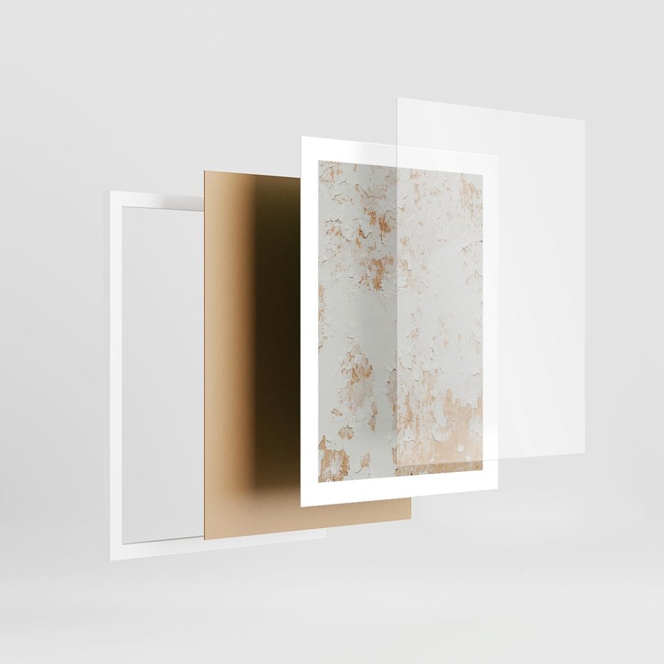 Plakat w ramie 30x40 - Beżowa Ściana z Łuszczącą Się Farbą - stara ściana, beżowa - rama biała