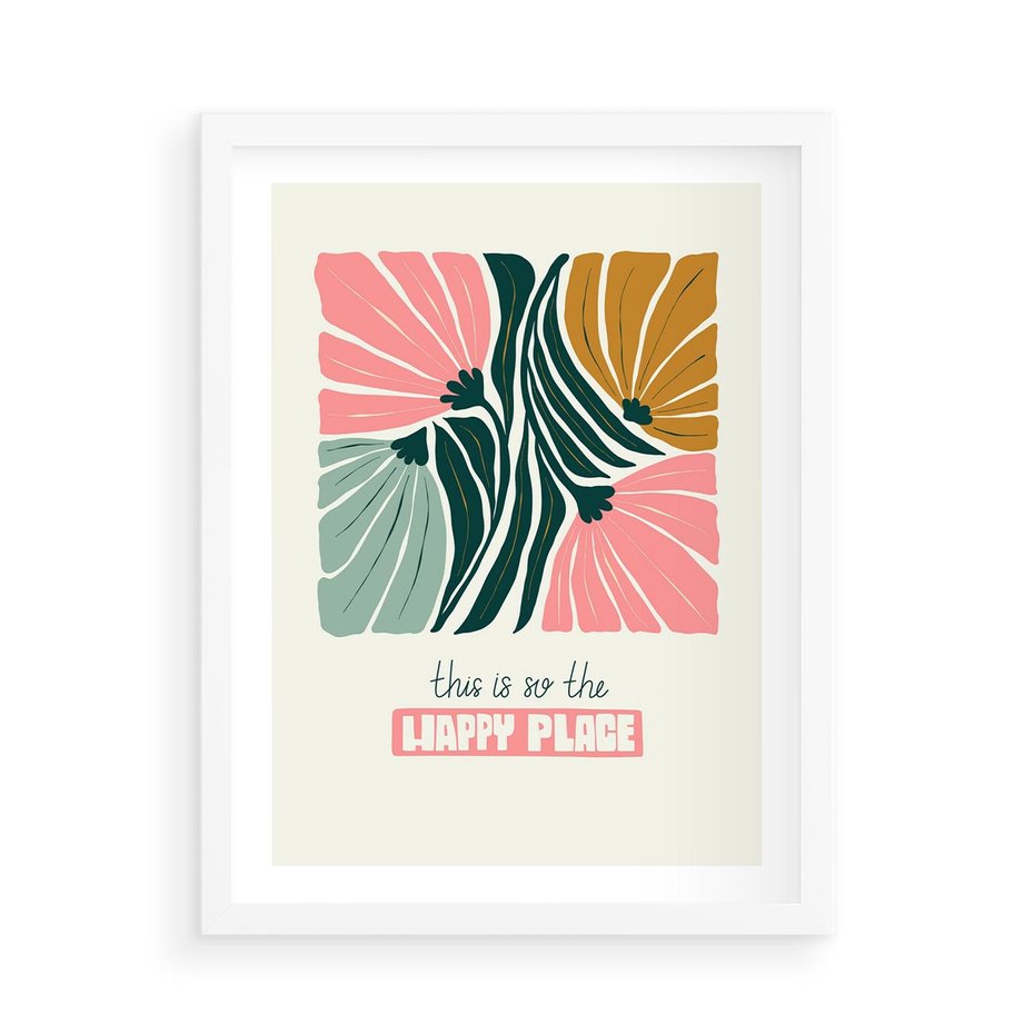 Plakat w ramie 50x70 - Impresje kwiatowej abstrakcji - retro kwiatowa grafika, kompozycja - rama biała