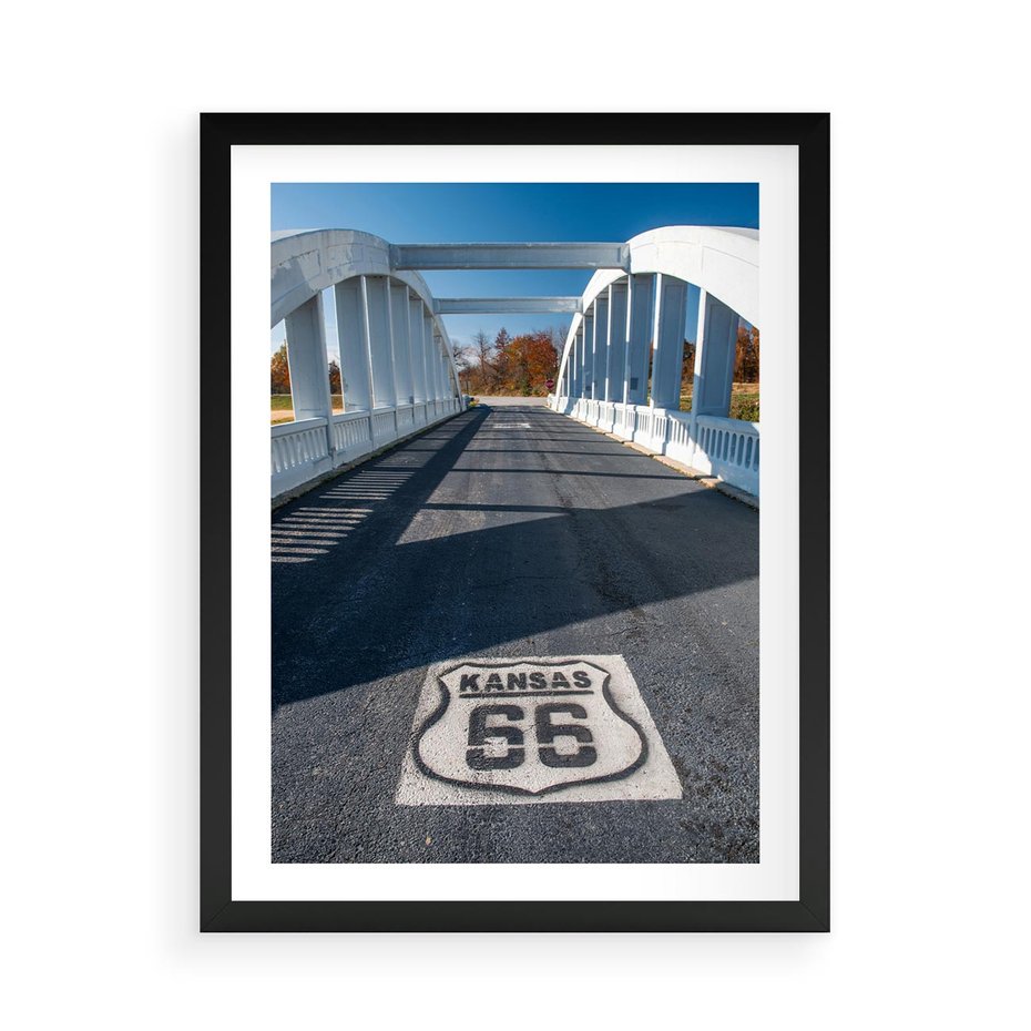 Plakat w ramie 50x70 - Kansas i Route 66 - Kansas, route 66 - rama czarna