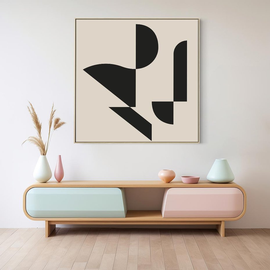 Obraz w ramie 80x80 - Rozkwitająca Abstrakcja - abstrakcyjne geometryczne kształty, minimalizm - rama drewno