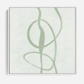 Obraz w ramie 80x80 - Zieleń Wewnętrznej Harmonii - zielona abstrakcja, zgaszona zieleń - rama biała