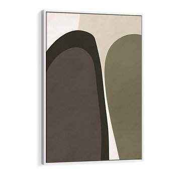 Obraz w ramie 50x70 - Fale w Zieleni - abstrakcyjne kształty, zgaszona zieleń - rama biała