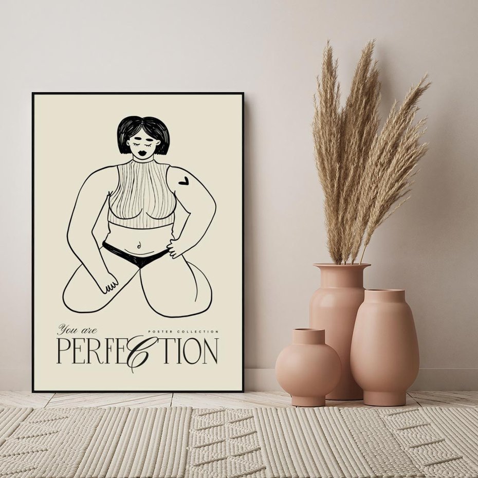 Obraz w ramie 70x100 - Refleksje Przejmujących Myśli - rysunek, plakat - rama czarna