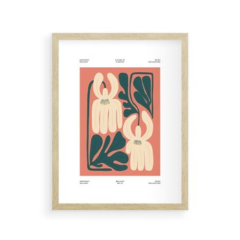 Plakat w ramie 40x50 - Migotliwe Echa - kwiaty, nowoczesna abstrakcja - rama drewno
