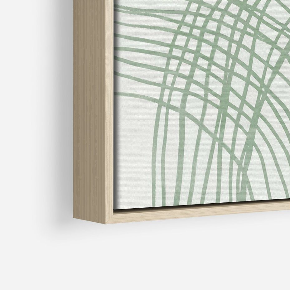 Obraz w ramie 80x120 - Migotliwa Spokojna Zieleń - zielony plakat, abstrakcyjne splątane linie - rama drewno