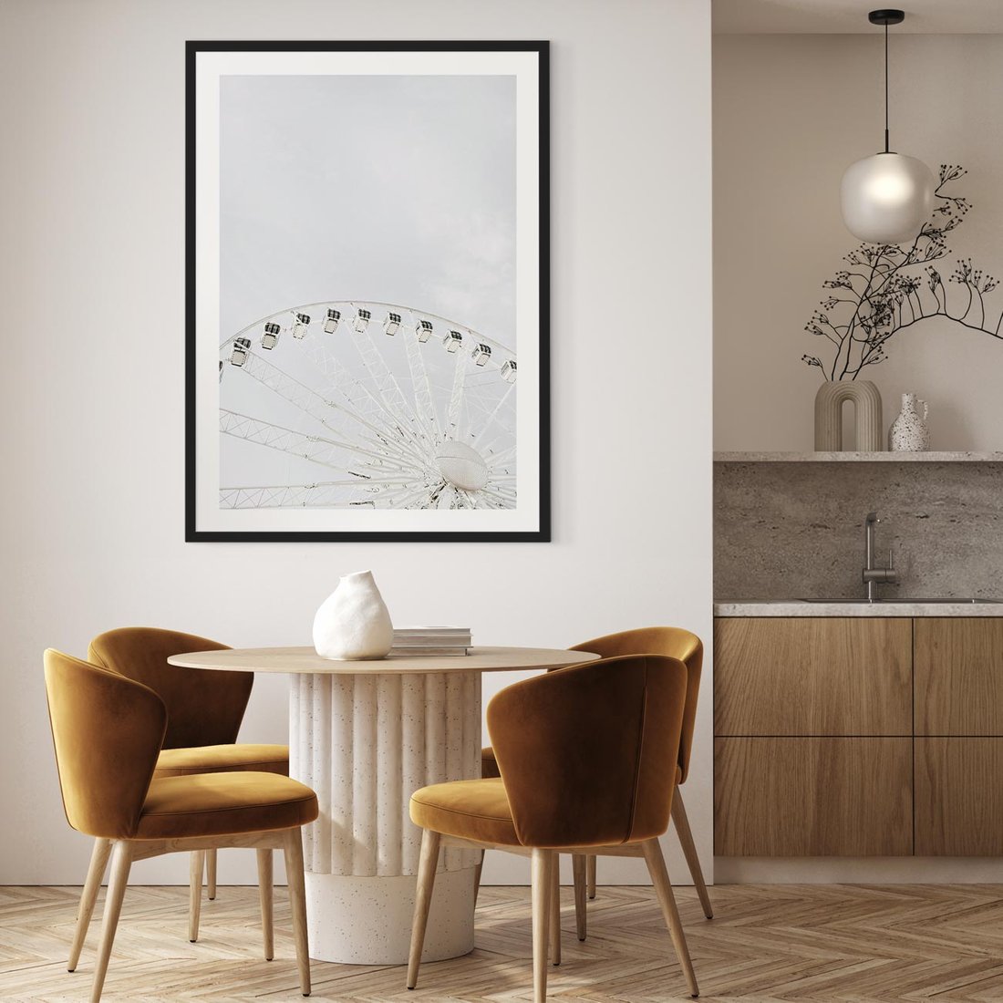 Plakat w ramie 50x70 - Karuzela Młyńska: Nostalgiczne Koło - młyńskie koło, karuzela - rama czarna
