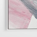 Obraz w ramie 80x80 - Kontrastujący Ruch Emocji - abstrakcyjne pasy farby, kolory róż szary czarny - rama biała