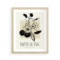 Plakat w ramie 40x50 - Podróż linii kwiatowego czasu - kwiaty, typografia - rama drewno