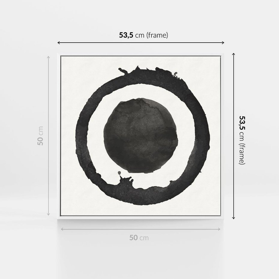 Obraz w ramie 50x50 - Harmonijne Emocje - abstrakcyjne plamy okręgi, akwarelowe - rama biała