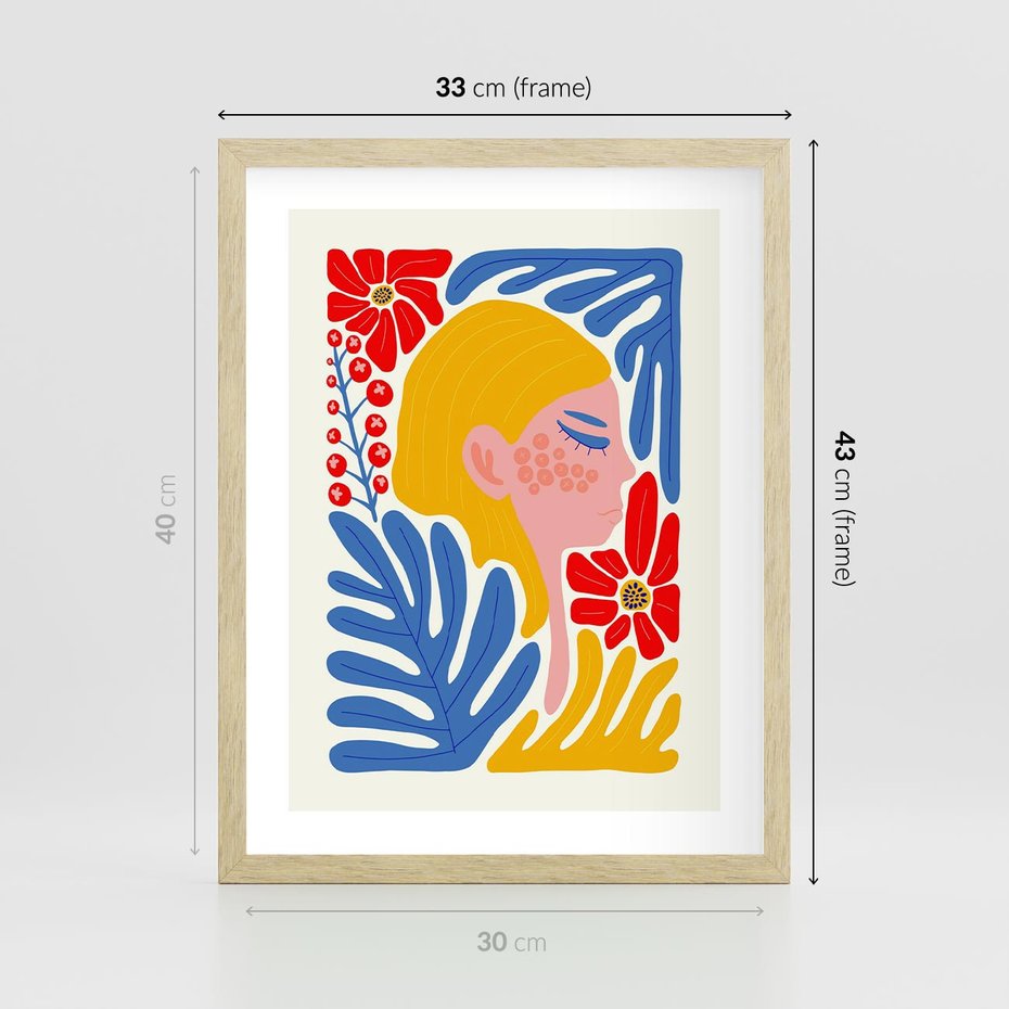 Plakat w ramie 30x40 - Kolorowe Rytmy - kobieca sztuka, abstrakcja - rama drewno