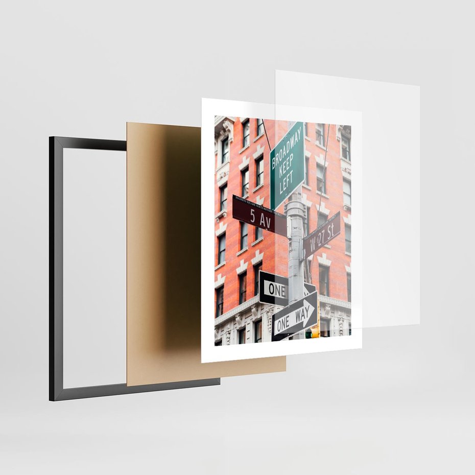 Plakat w ramie 40x50 - Namiastka wielkiego miasta - Nowy Jork, drogowskaz - rama czarna