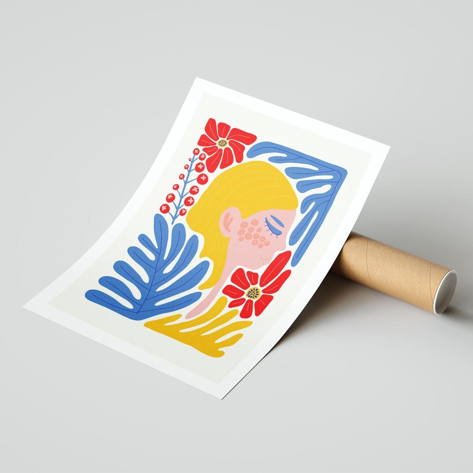 Plakat bez ramy 21x30 - Kolorowe Rytmy - kobieca sztuka, abstrakcja