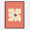 Obraz w ramie 50x70 - Malowane Kolorowe Echa - minimalistyczna grafika, biały kwiat na różowym tle - rama czarna