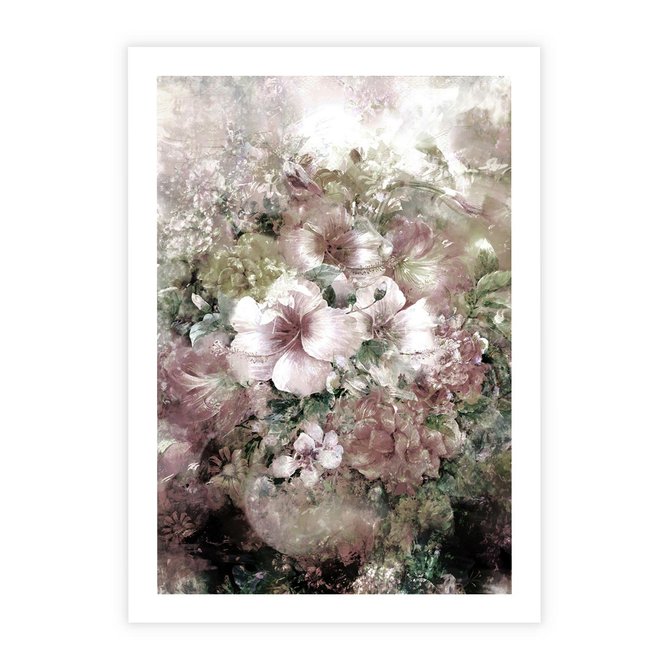 Plakat bez ramy 21x30 - Piękno natury na płótnie - kwiaty, olejne