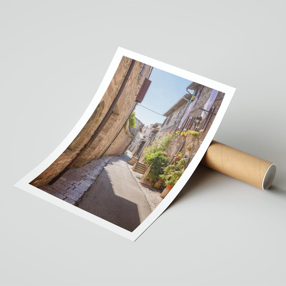 Plakat bez ramy 21x30 - Uliczka Wakacyjnego Miasteczka - uliczka, wakacje