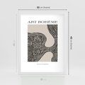 Plakat w ramie 30x40 - Wewnętrzne Zagadki Kształtów - sztuka minimalizmu, biało czarna rycina - rama biała
