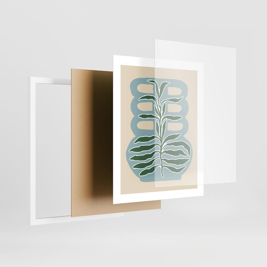 Plakat w ramie 40x50 - Wewnętrzne Spektrum - boho styl, wazon - rama biała