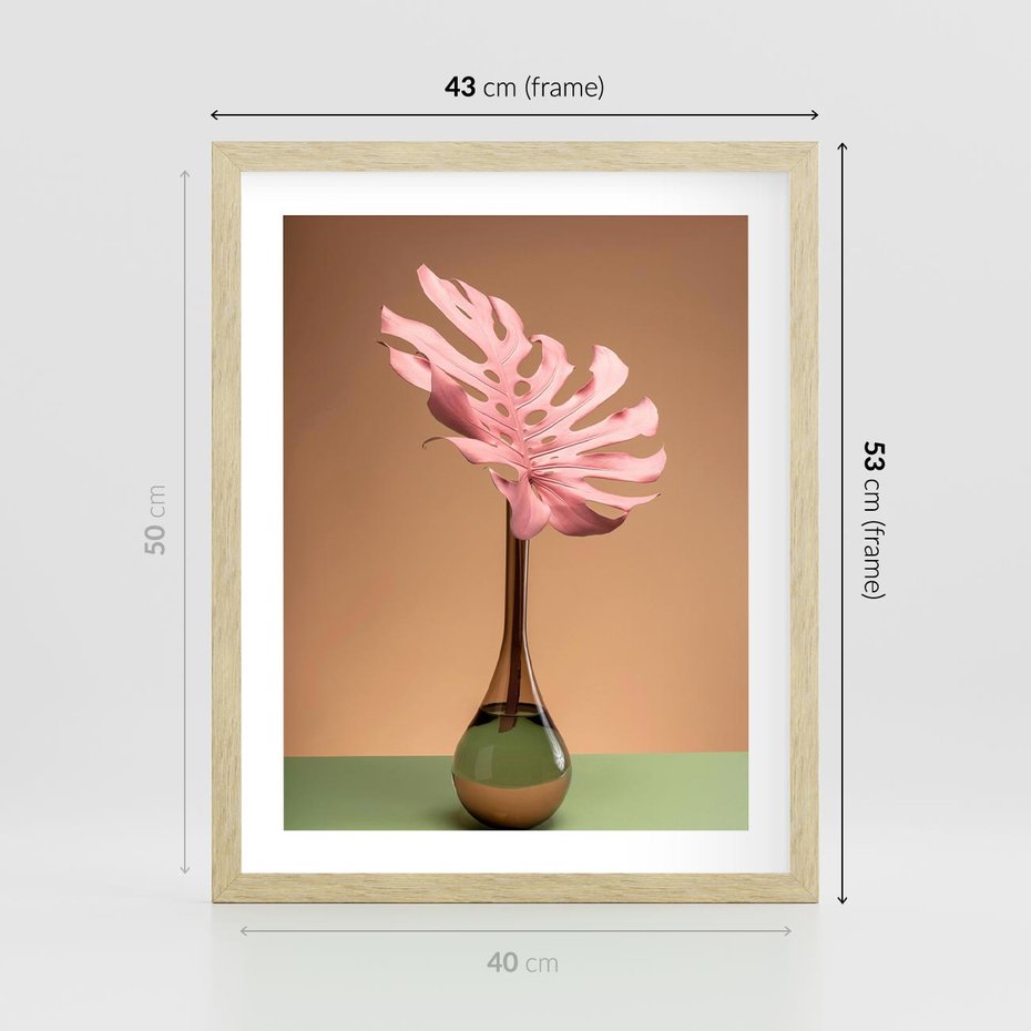 Plakat w ramie 40x50 - Wyjątkowy monstera - monstera, liść - rama drewno