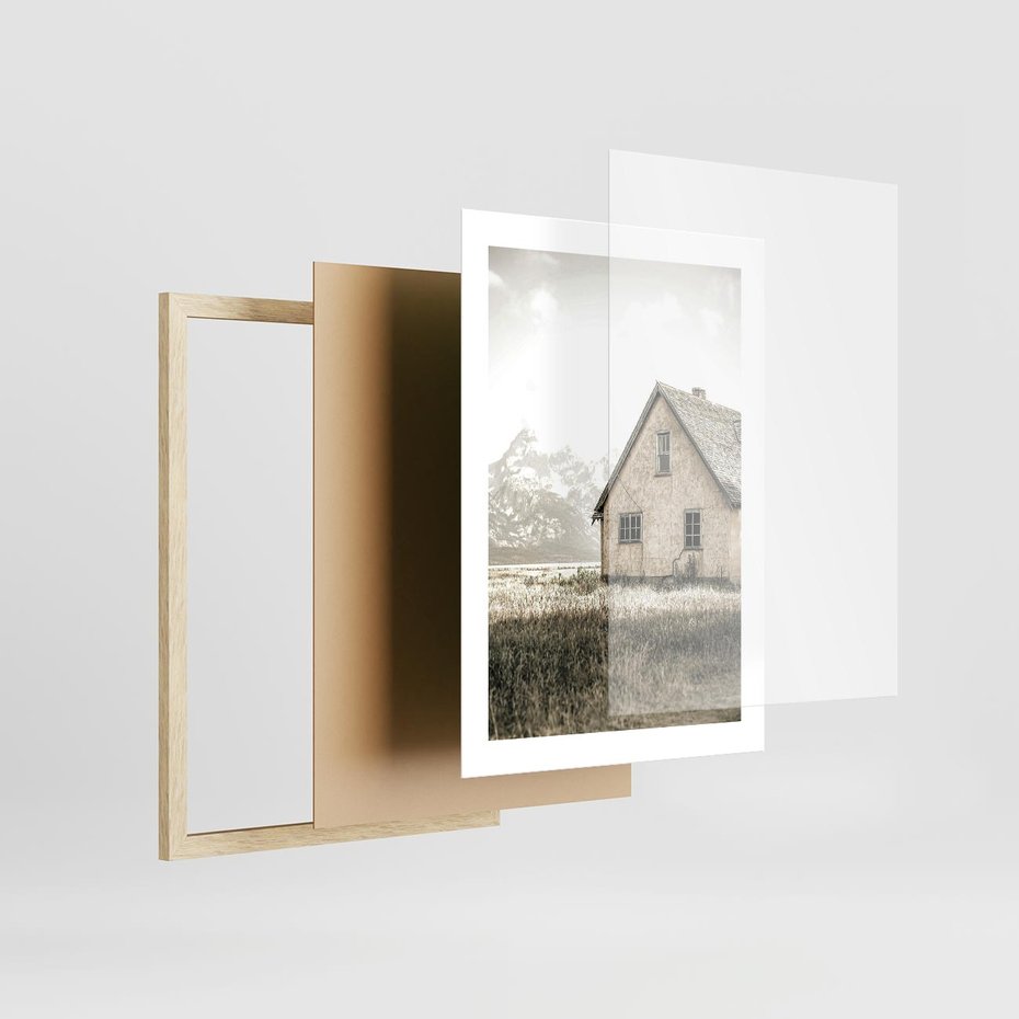 Plakat w ramie 30x40 - Ciepła Atmosfera - dom, stary dom w górach - rama drewno