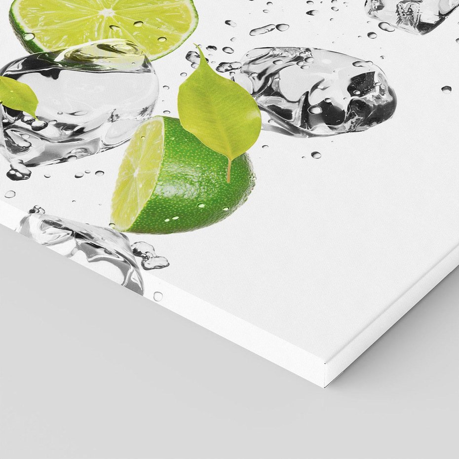 Obraz na płótnie 100x70 - Ekscentryczne limonki z wodą - limonki, woda