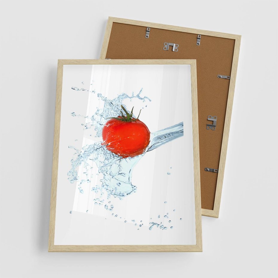 Plakat w ramie 50x70 - Apetyczna KuchniaNowoczesna Ekspresja - pomidor, jedzenie - rama drewno