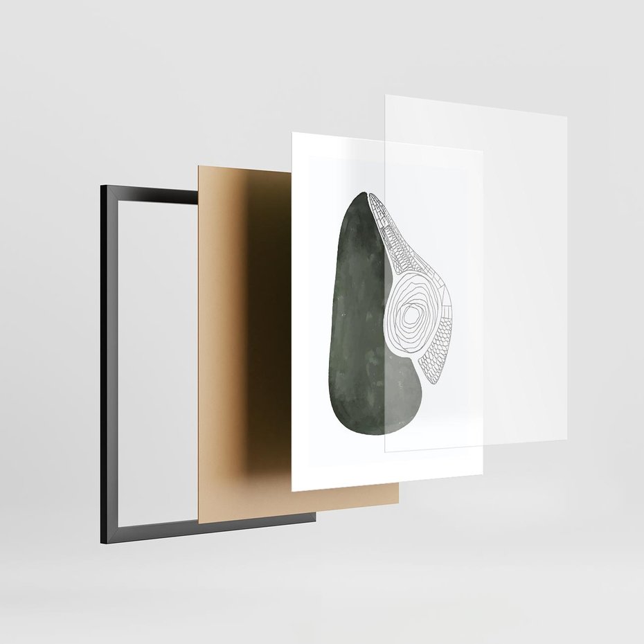 Plakat w ramie 30x40 - Owocowe Boho Inspiracje - minimalistyczny plakat, gruszka - rama czarna