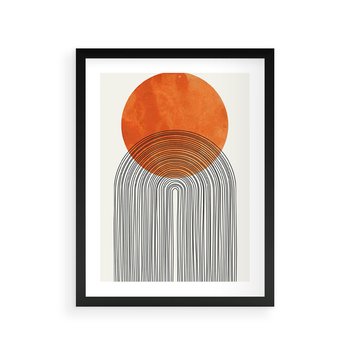 Plakat w ramie 30x40 - Abstrakcyjne Pulsacje - koło, boho styl - rama czarna