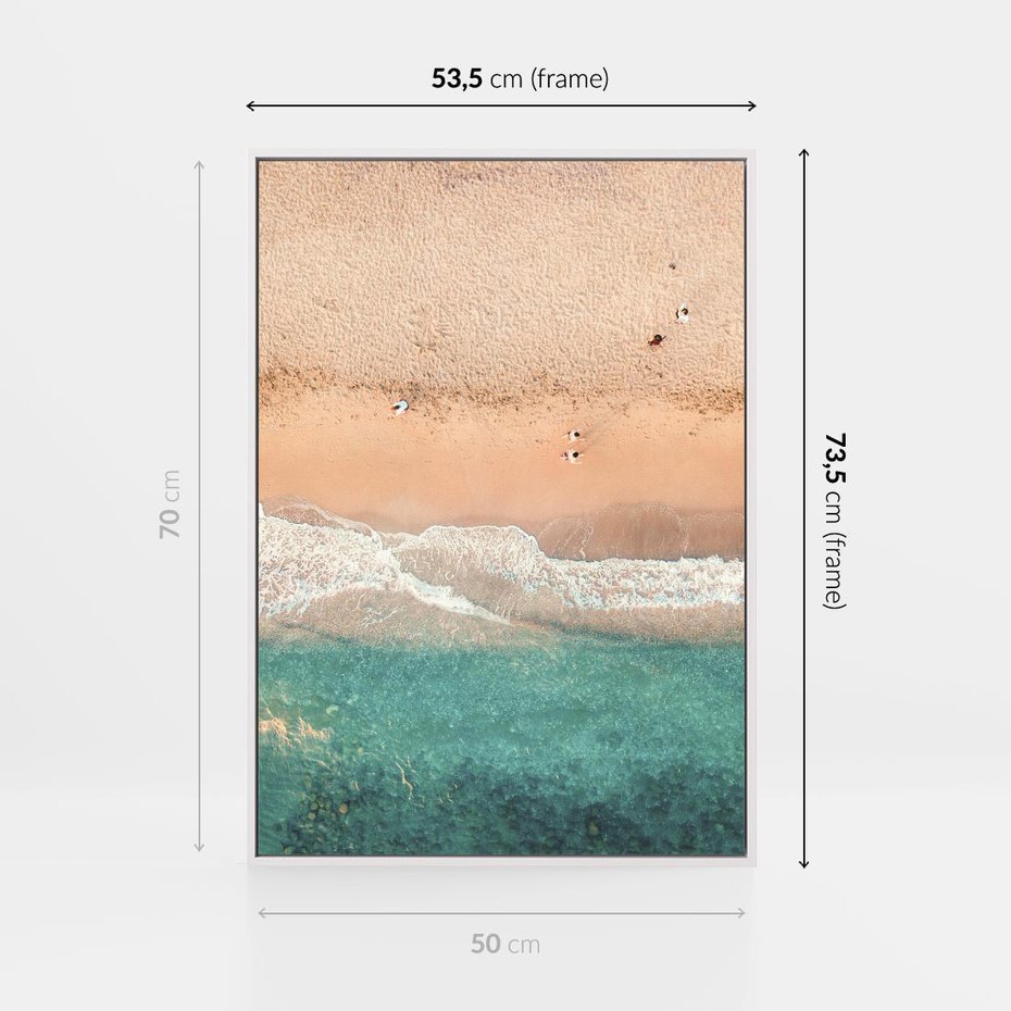 Obraz w ramie 50x70 - Oczy turkusu - fotografia, plaża - rama biała