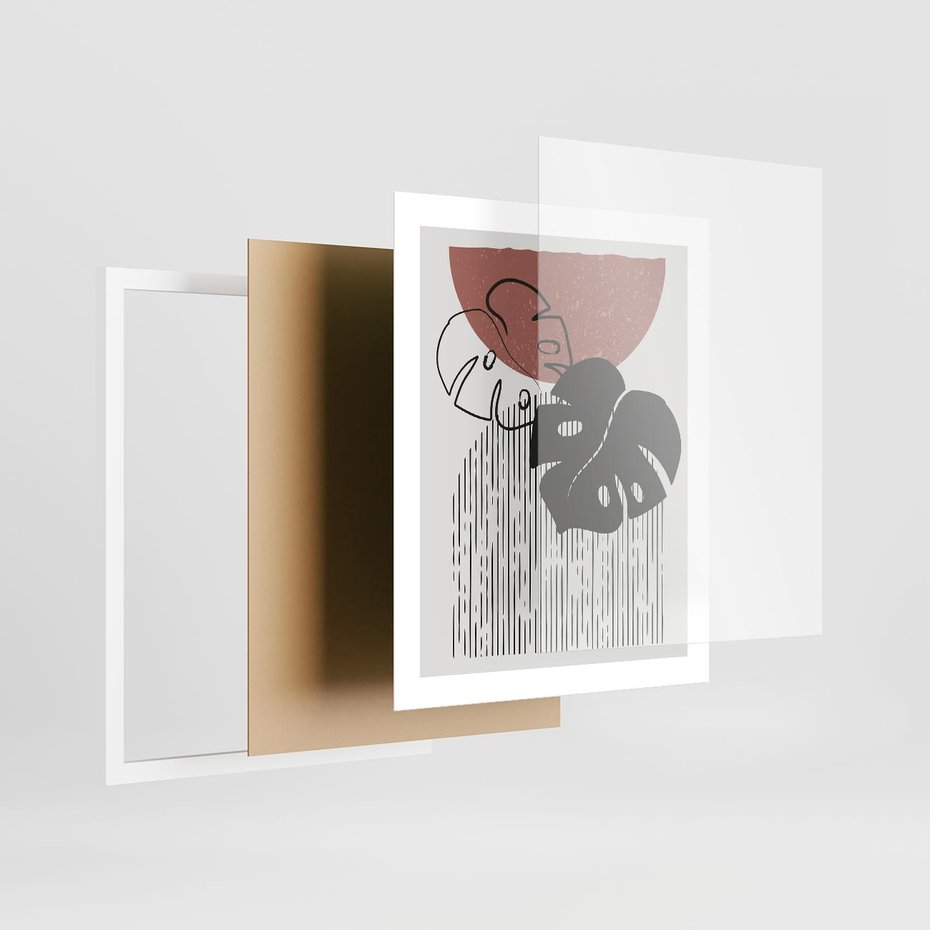 Plakat w ramie 40x50 - Nowoczesna Monstera: Szkic w Grafice - nowoczesna grafika, monstera - rama biała