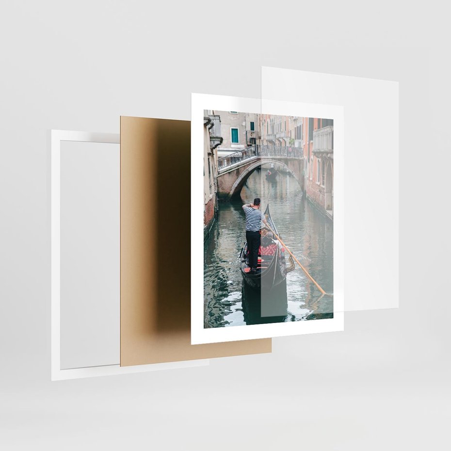 Plakat w ramie 40x50 - Kanały Wenecji - gondola, Wenecja - rama biała
