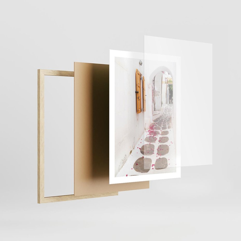 Plakat w ramie 50x70 - Urok Południowej Uliczki - uliczka, południe - rama drewno