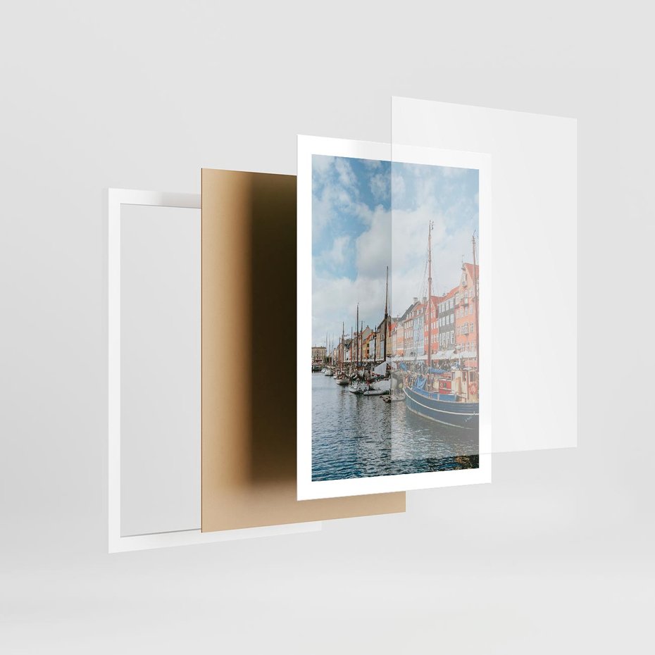 Plakat w ramie 50x70 - Wibracje Miejskiego Klimatu - Dania, Kopehaga - rama biała
