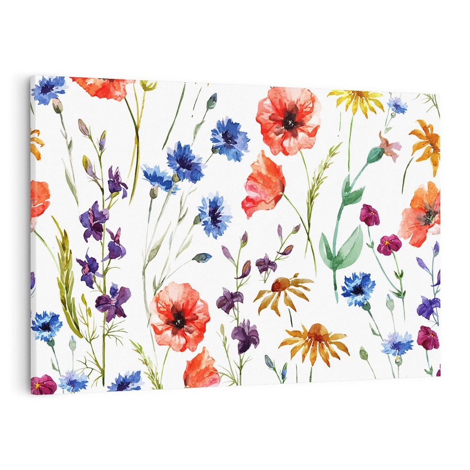 Obraz na płótnie 100x70 - Kwiatowe radości na łące - kwiaty, łączka