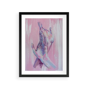 Plakat w ramie 40x50 - Splecione - obraz olejny, pastelowe kolory - rama czarna