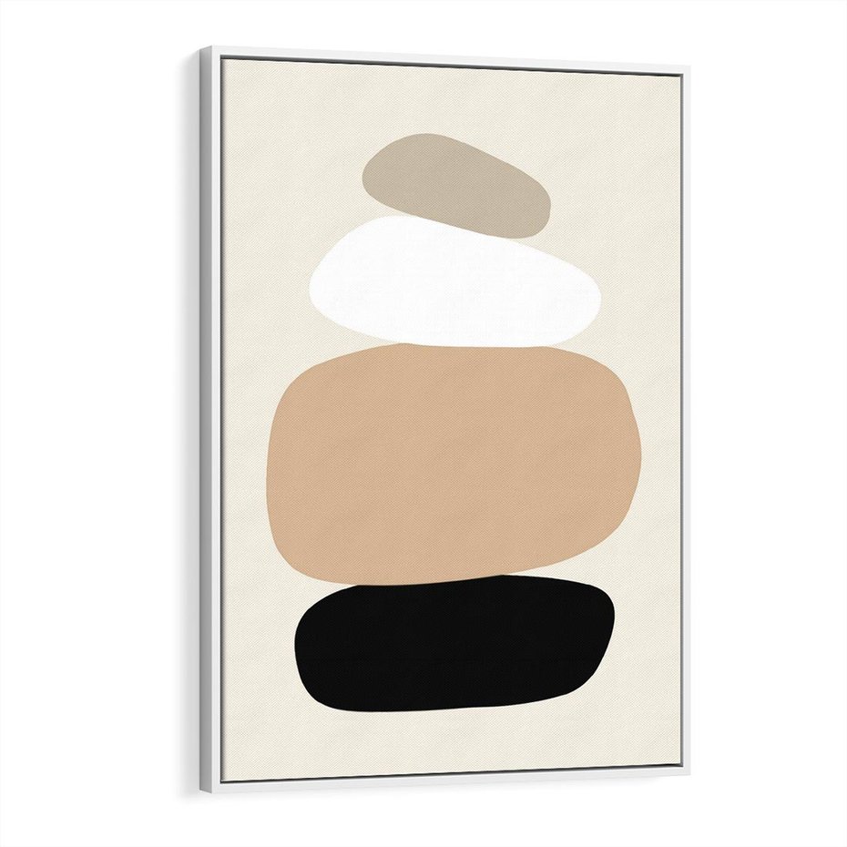 Obraz w ramie 50x70 - Zgeometryzowane Kształty - modernistyczny plakat, obłe kształty - rama biała